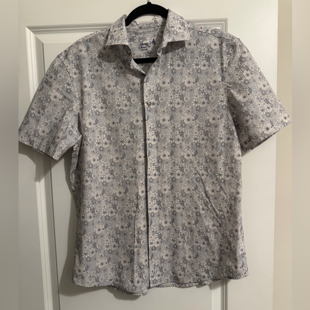 Johnnie-o Short-Sleeve Floral Print Shirt - Gray/White